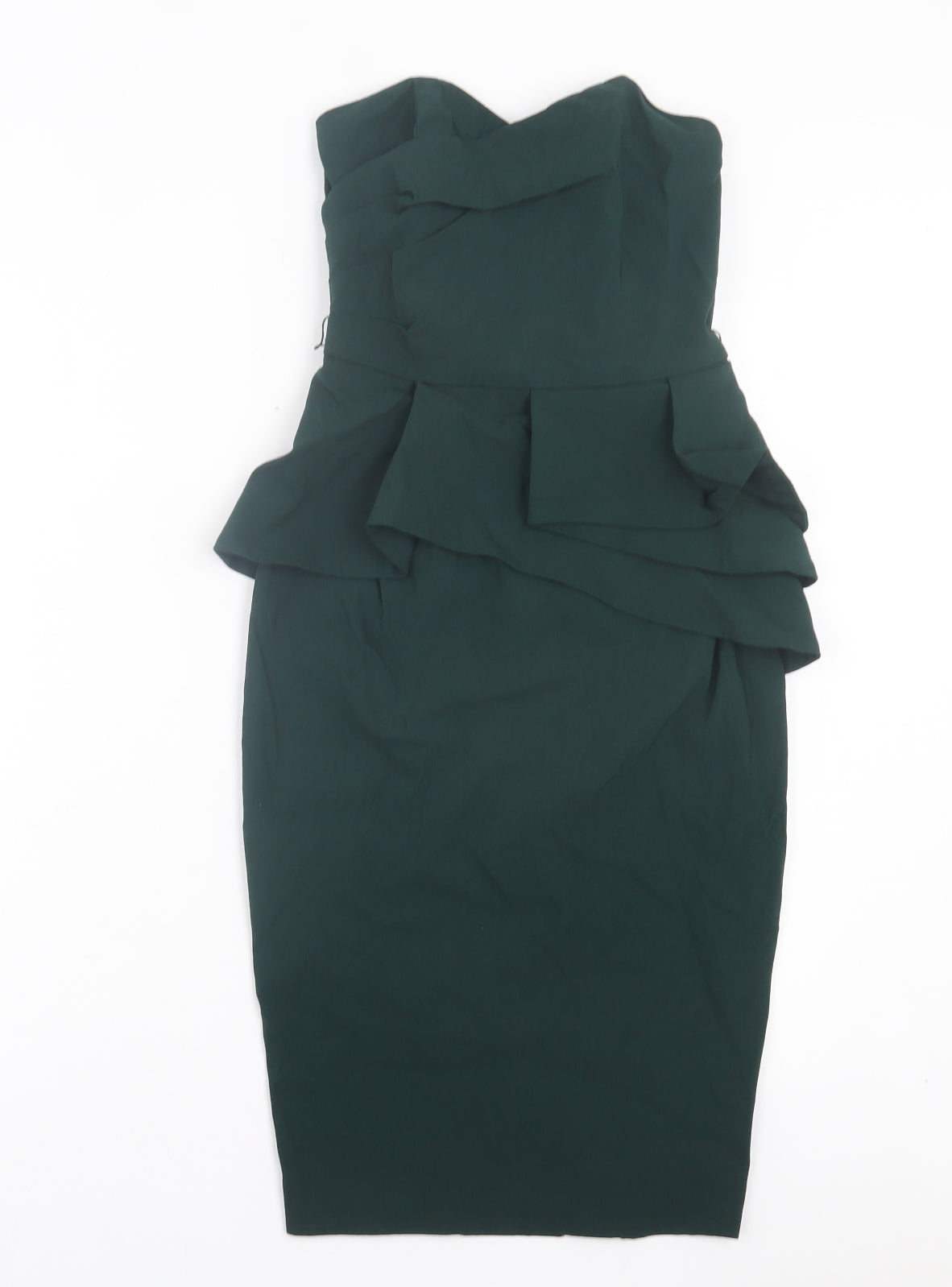 ASOS Womens Green Viscose Bodycon Size 8 Sweetheart Zip
