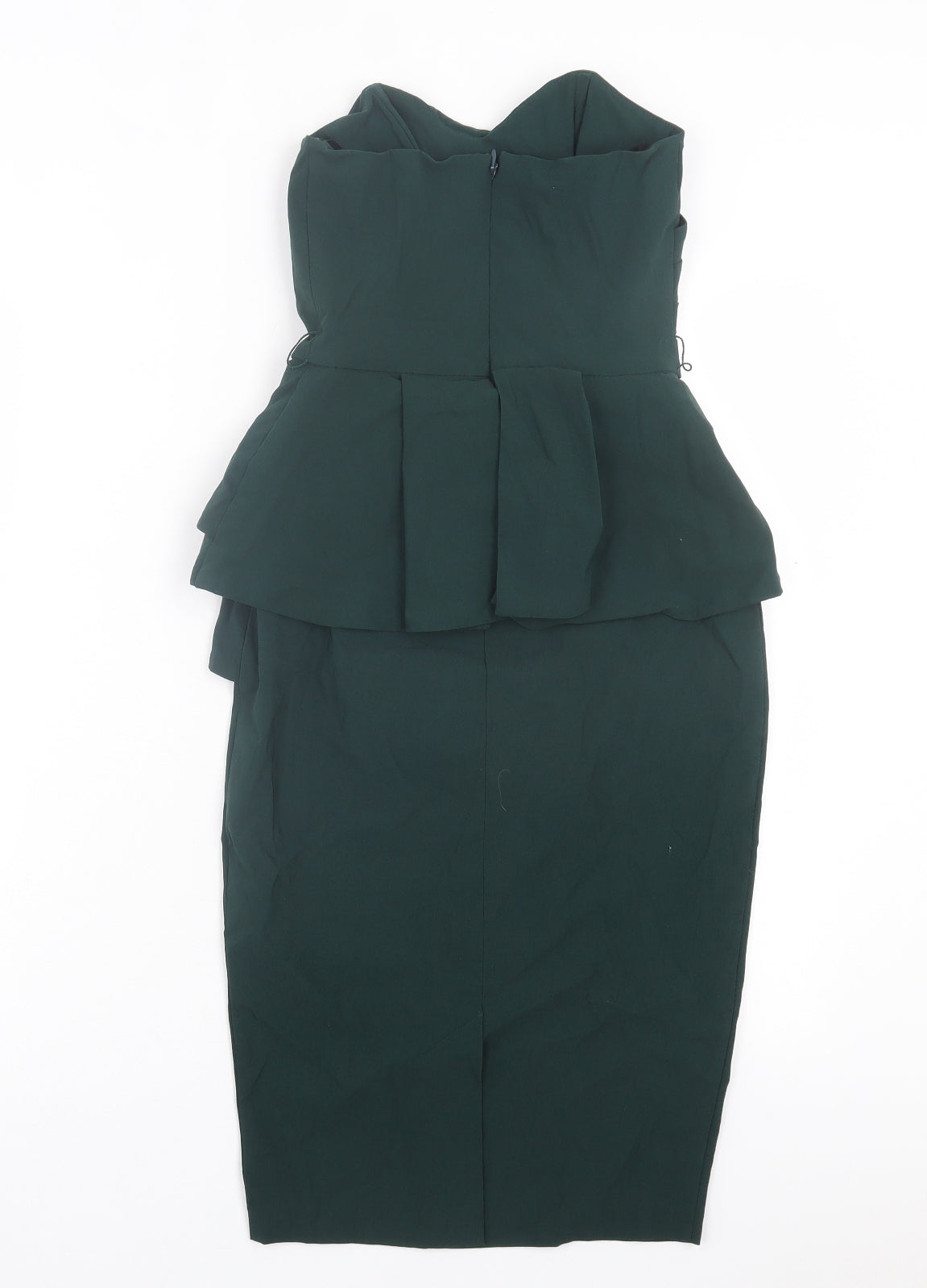 ASOS Womens Green Viscose Bodycon Size 8 Sweetheart Zip