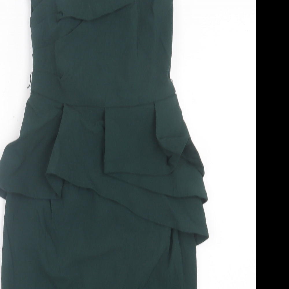 ASOS Womens Green Viscose Bodycon Size 8 Sweetheart Zip