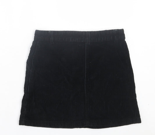 M&Co Girls Black Cotton A-Line Skirt Size 10 Years Regular Button