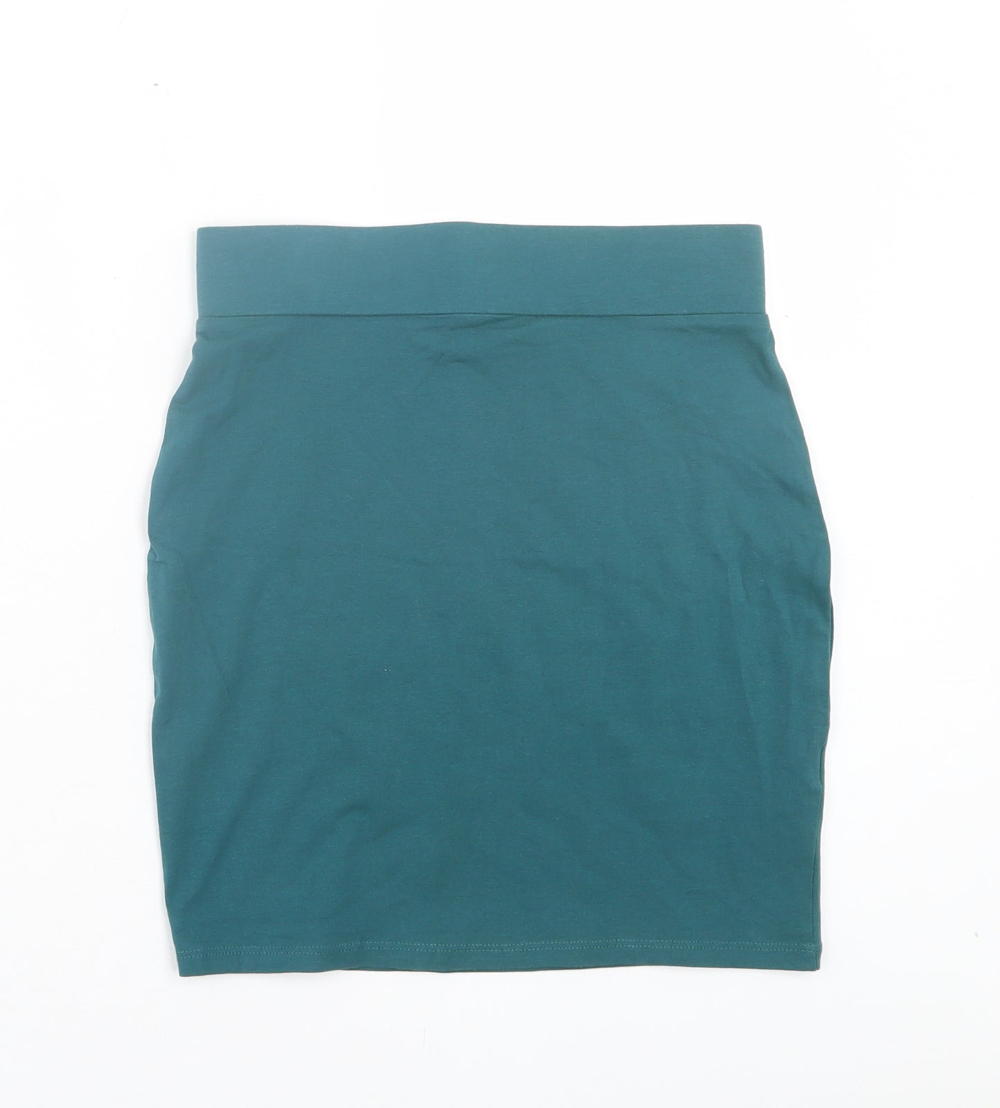 New Look Womens Green Cotton A-Line Skirt Size 8