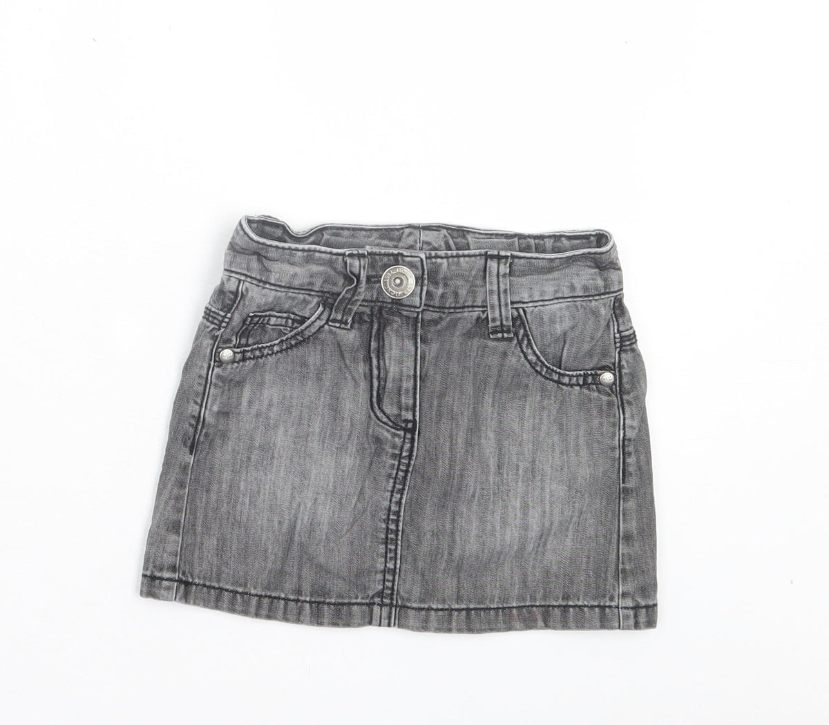 NEXT Girls Grey Cotton A-Line Skirt Size 4 Years Regular Button