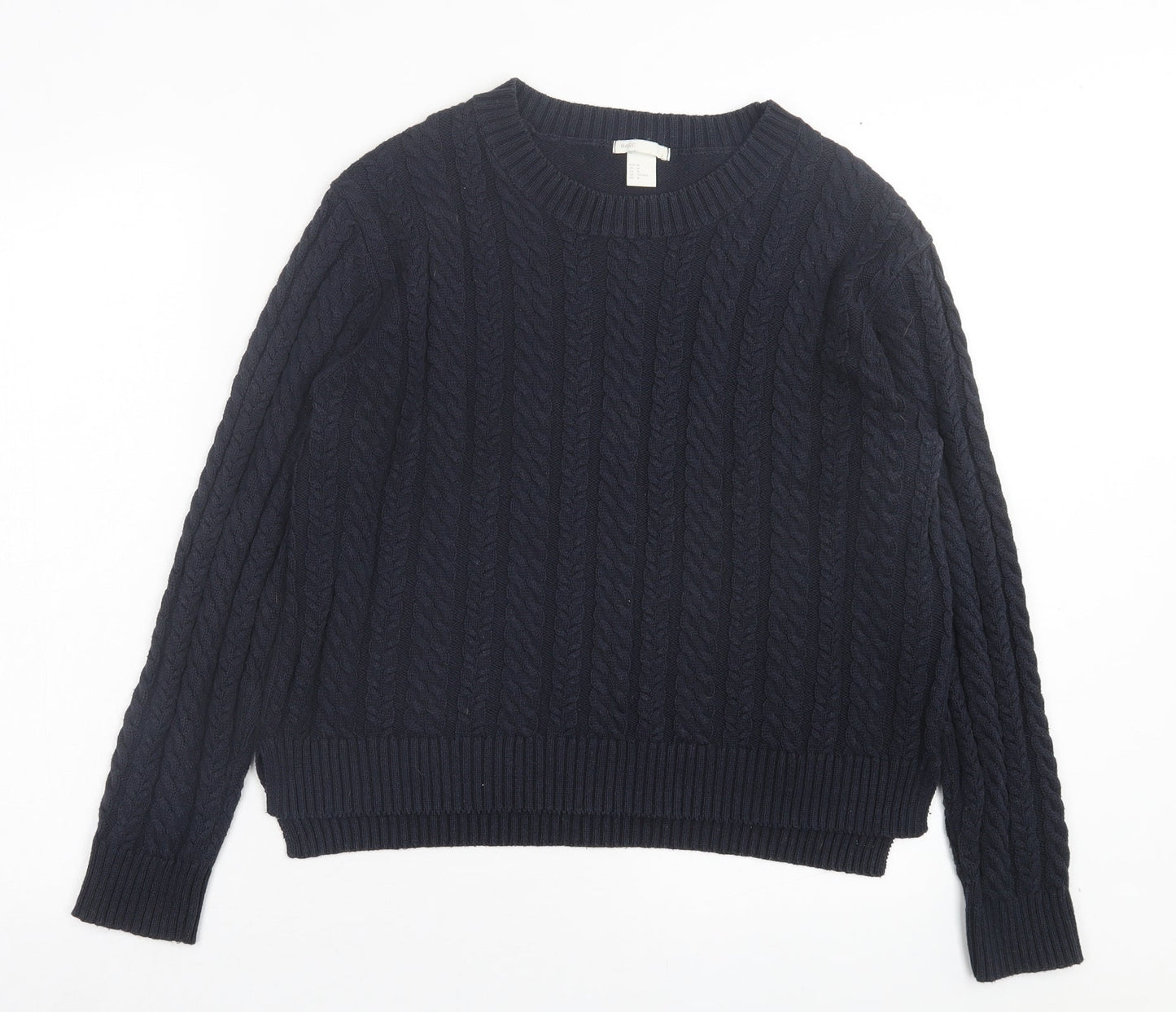 H&M Womens Blue Crew Neck Acrylic Pullover Jumper Size M