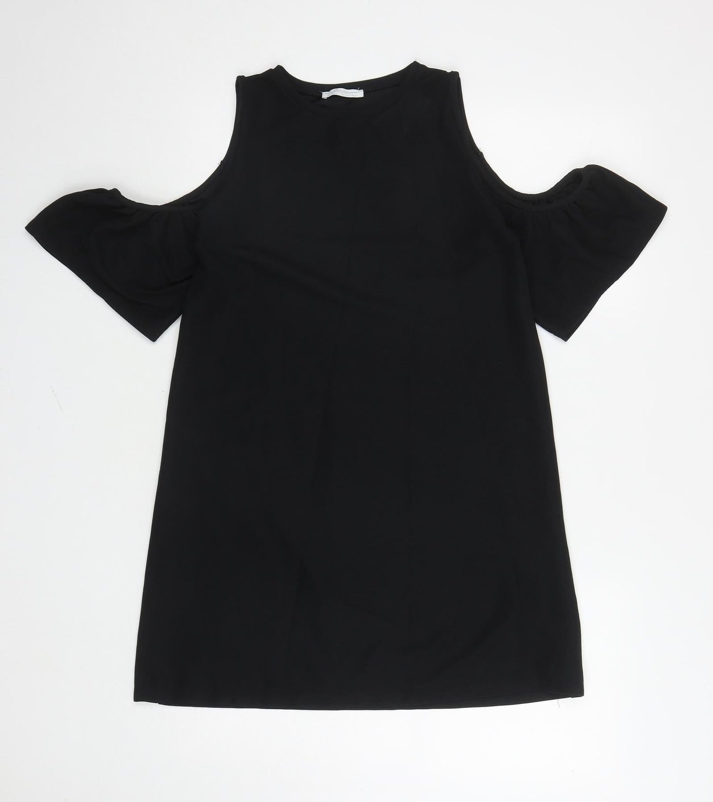 Zara Womens Black Polyester A-Line Size S Round Neck Pullover - Off the shoulder