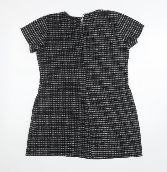 Defacto Womens Black Geometric Polyester A-Line Size XL Round Neck Pullover