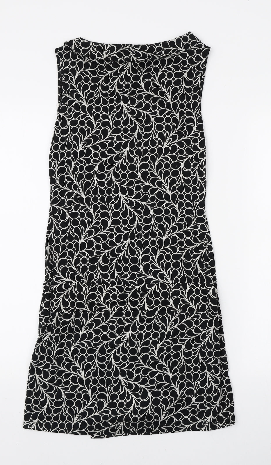 Preworn Womens Black Geometric Polyester Bodycon Size M V-Neck Pullover