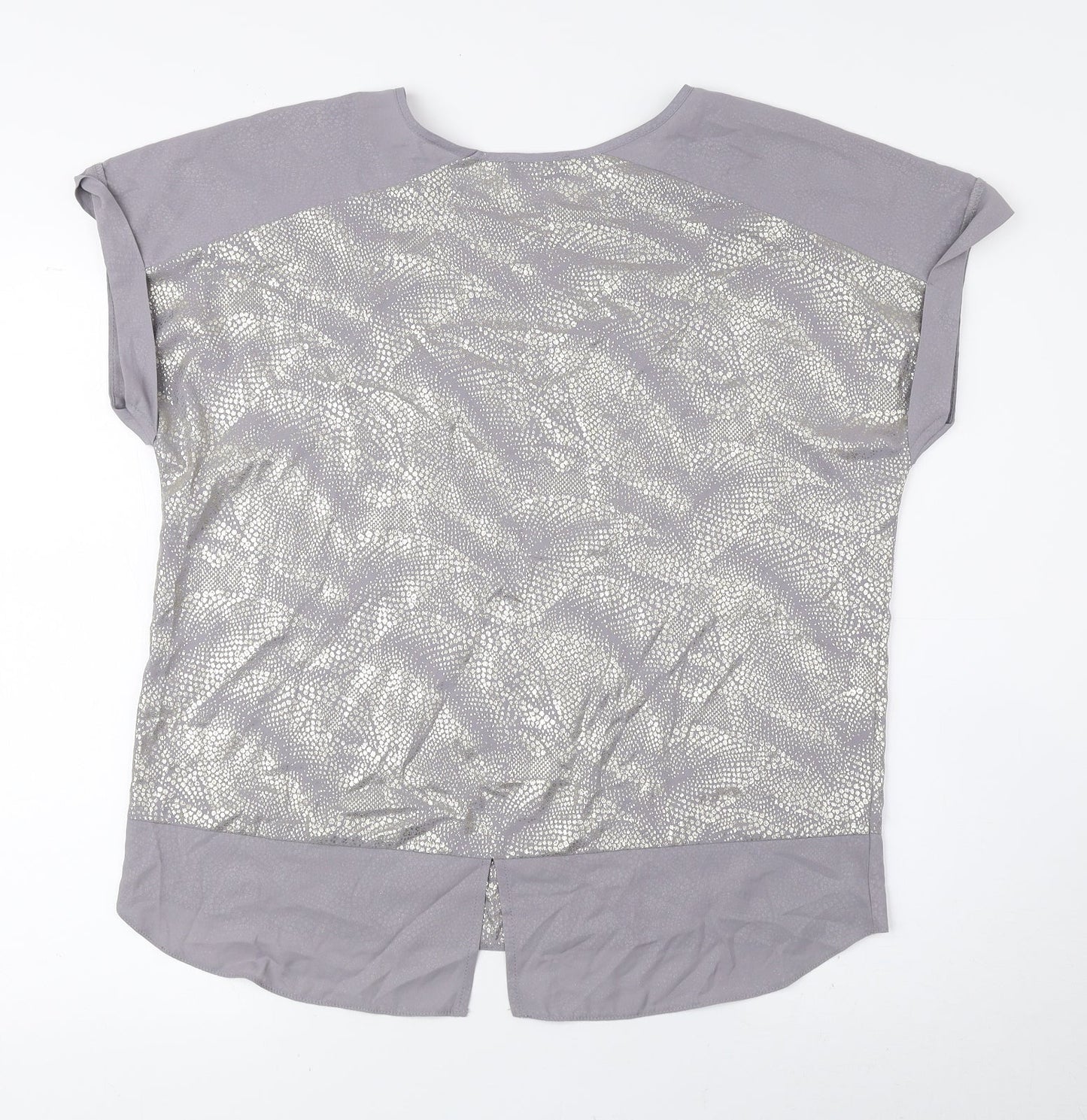 Wallis Womens Grey Animal Print Polyester Basic Blouse Size S Round Neck
