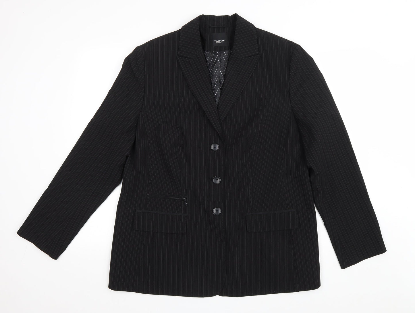 Taifun Womens Black Striped Polyester Jacket Blazer Size 20