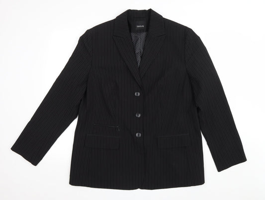 Taifun Womens Black Striped Polyester Jacket Blazer Size 20