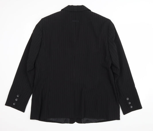 Taifun Womens Black Striped Polyester Jacket Blazer Size 20