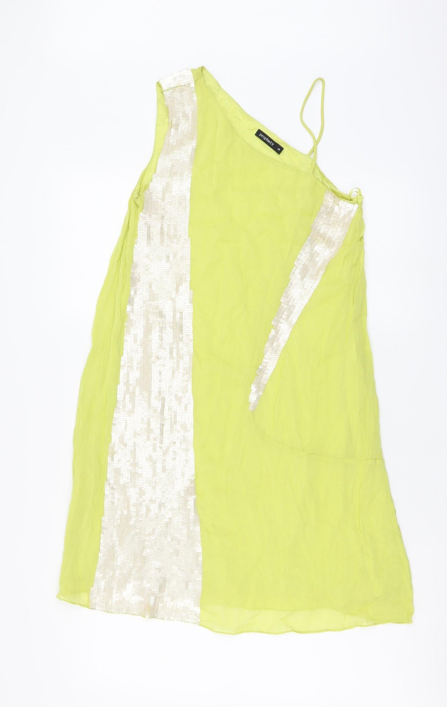 Prophecy Womens Green Polyester A-Line Size S One Shoulder Pullover