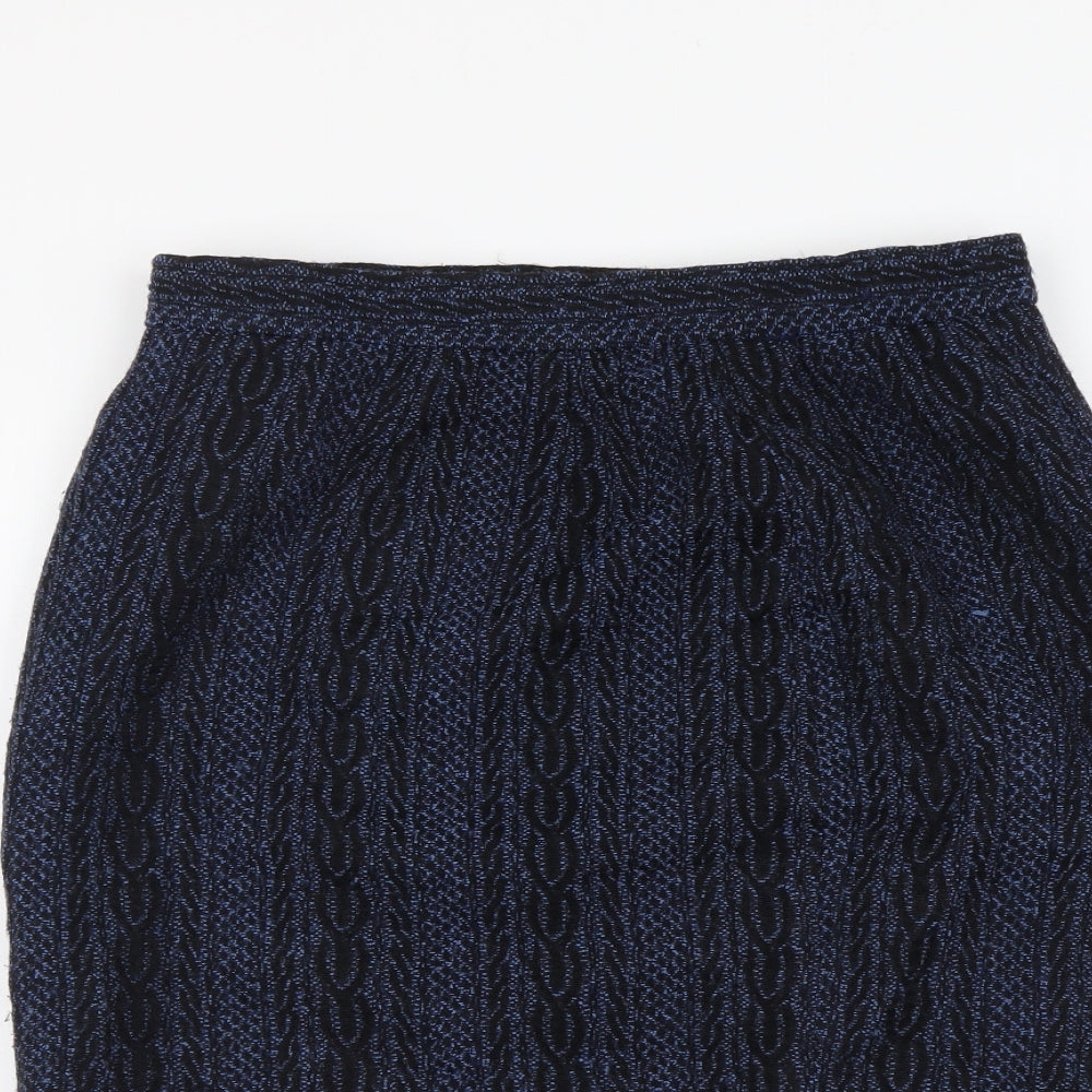 Doncaster Womens Blue Geometric Acrylic A-Line Skirt Size 6 Zip