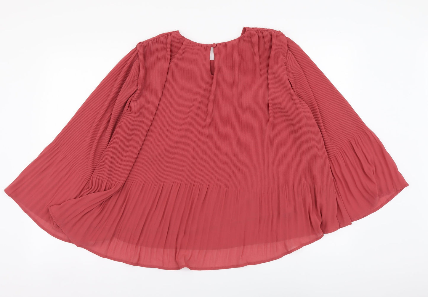 Khizana Womens Red Polyester Basic Blouse Size L Round Neck