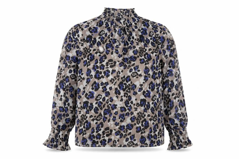 Marks and Spencer Womens Beige Animal Print Polyester Basic Blouse Size 10 Round Neck