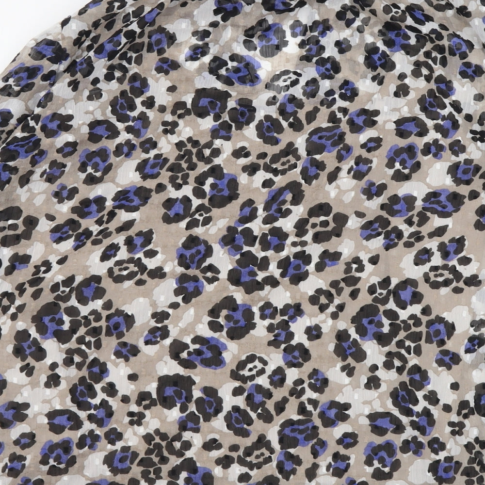 Marks and Spencer Womens Beige Animal Print Polyester Basic Blouse Size 10 Round Neck