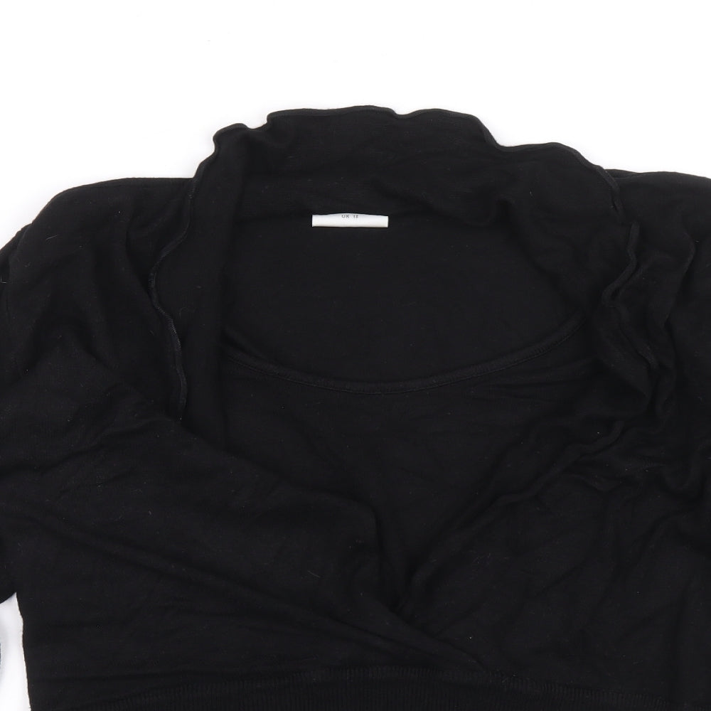 NEXT Womens Black V-Neck Viscose Pullover Jumper Size 12