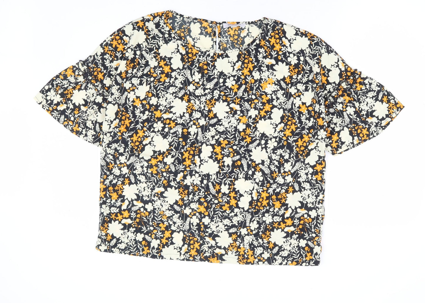 Great Plains Womens Multicoloured Floral Polyester Basic Blouse Size 14 Round Neck
