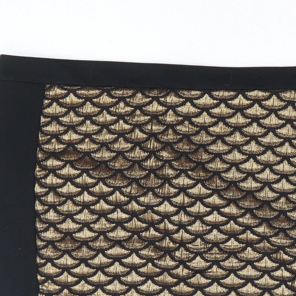 BiBA Womens Black Geometric Polyester Straight & Pencil Skirt Size 10 Zip