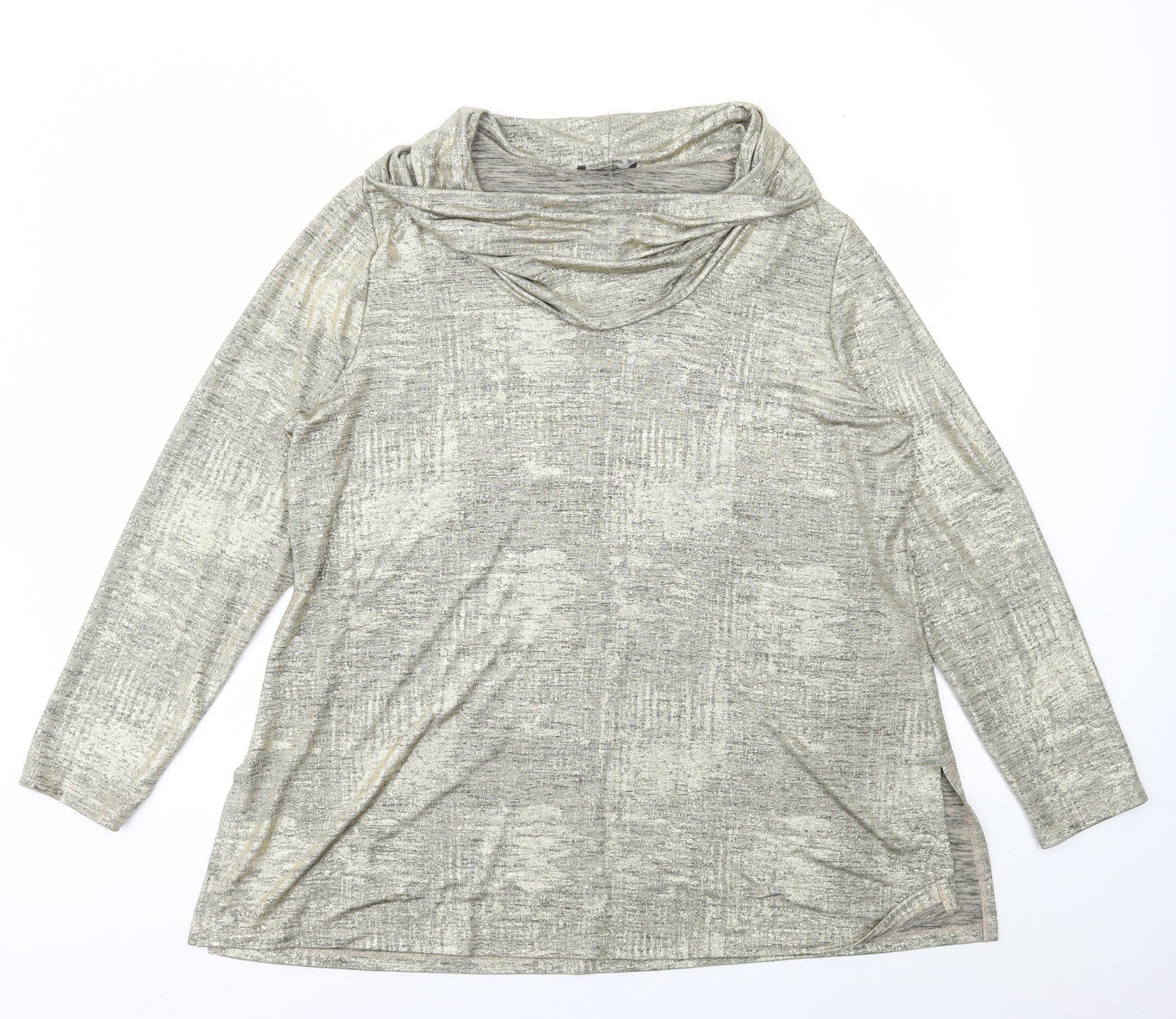 Mr Max Womens Gold Polyester Basic T-Shirt Size XL Roll Neck