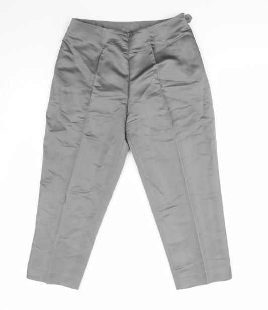 NEXT Womens Grey Acetate Trousers Size 12 L22 in Regular Zip