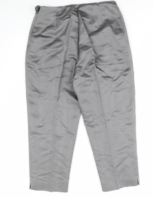 NEXT Womens Grey Acetate Trousers Size 12 L22 in Regular Zip