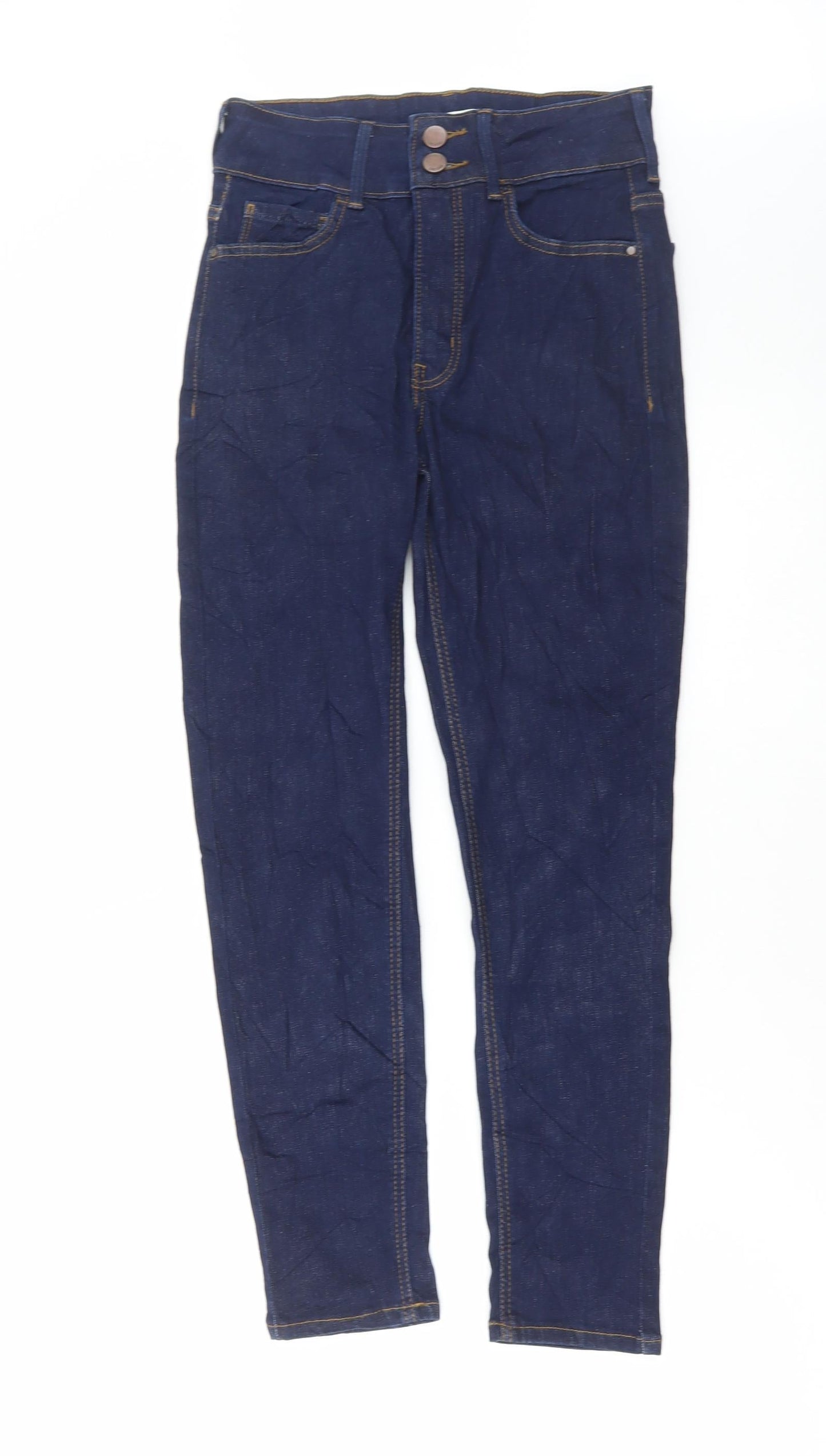 Marks and Spencer Womens Blue Cotton Skinny Jeans Size 8 L27 in Regular Button