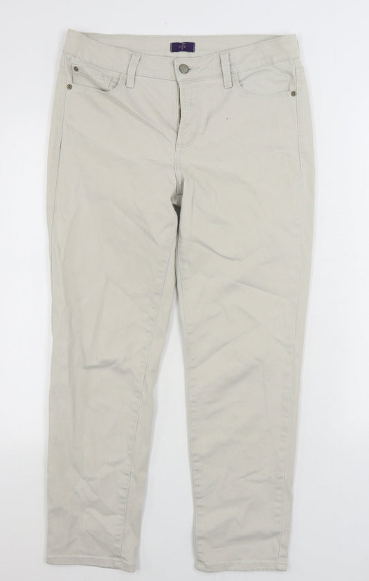 NXD Womens Beige Cotton Straight Jeans Size 10 L27 in Regular Zip