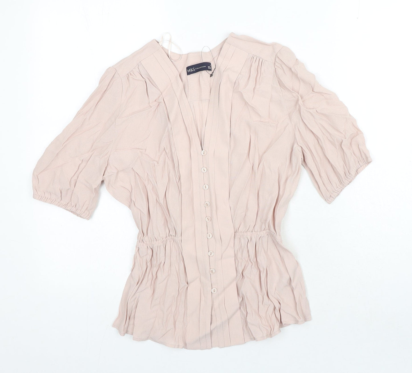 Marks and Spencer Womens Pink Viscose Basic Blouse Size 8 Sweetheart