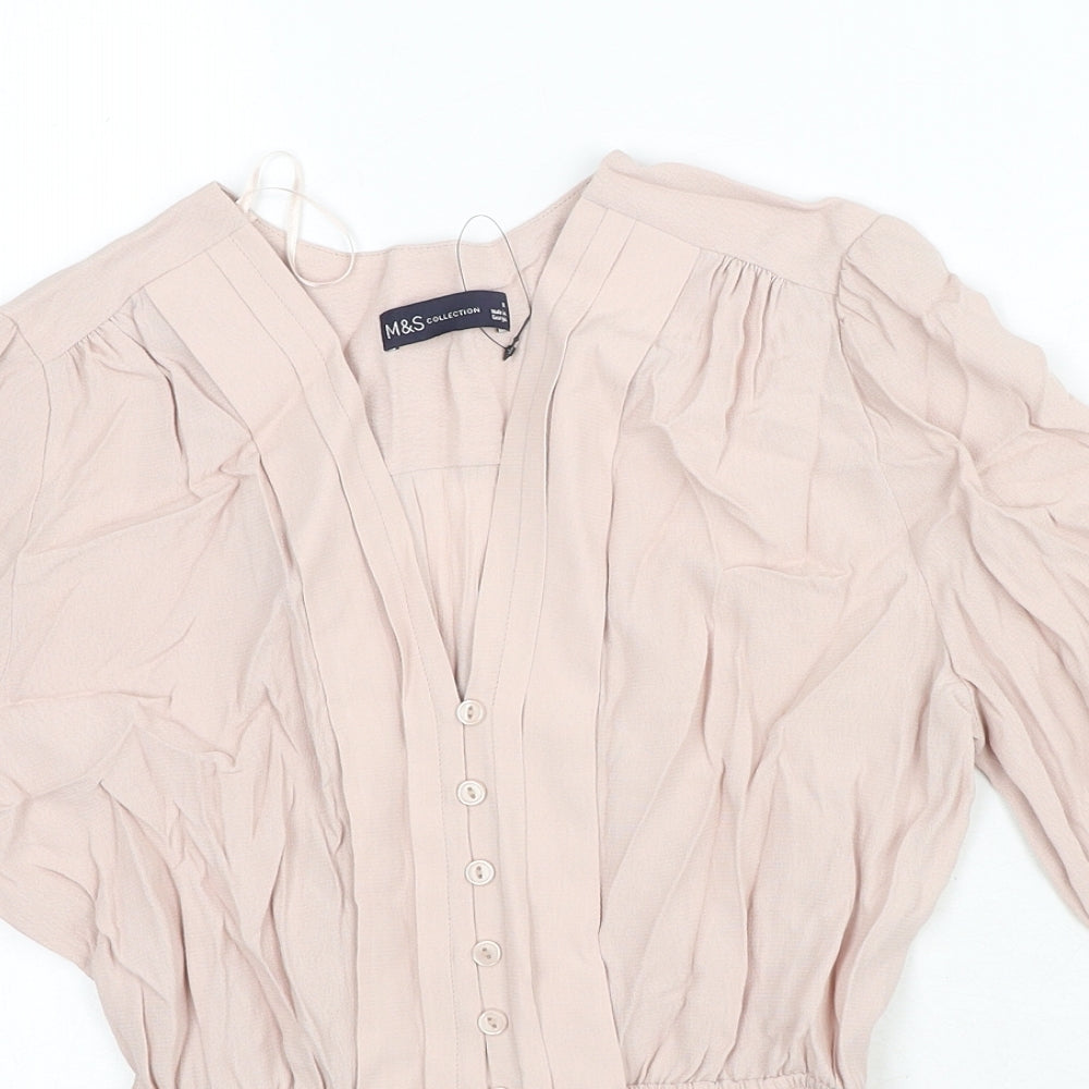 Marks and Spencer Womens Pink Viscose Basic Blouse Size 8 Sweetheart