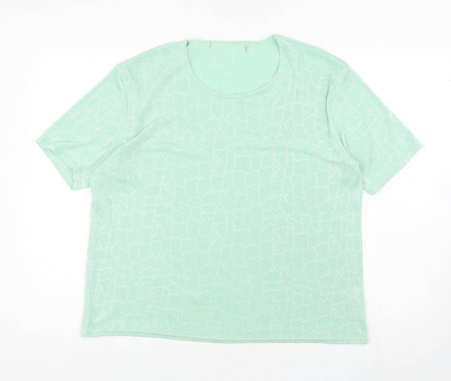 Preworn Womens Green Polyester Basic T-Shirt Size L Round Neck