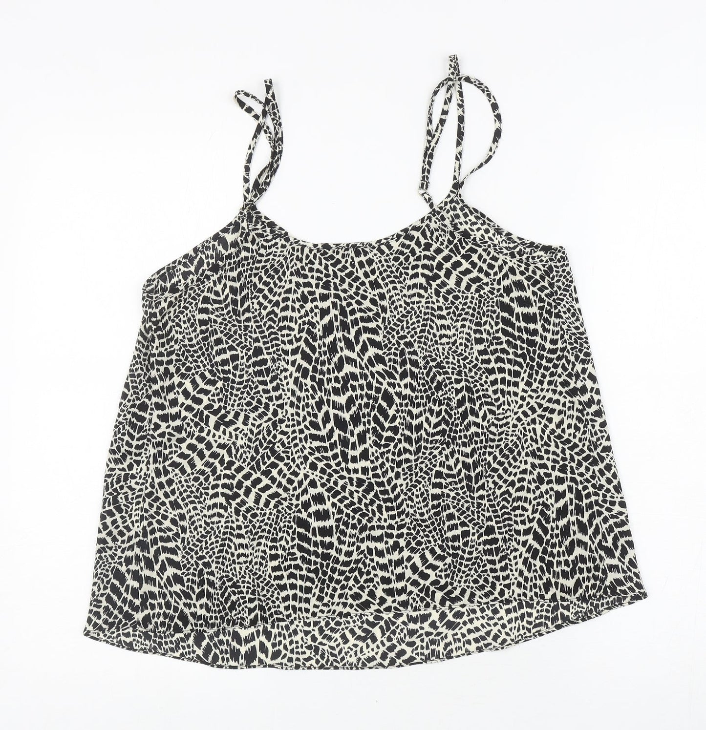 River Island Womens Ivory Geometric Polyester Camisole T-Shirt Size 10 V-Neck