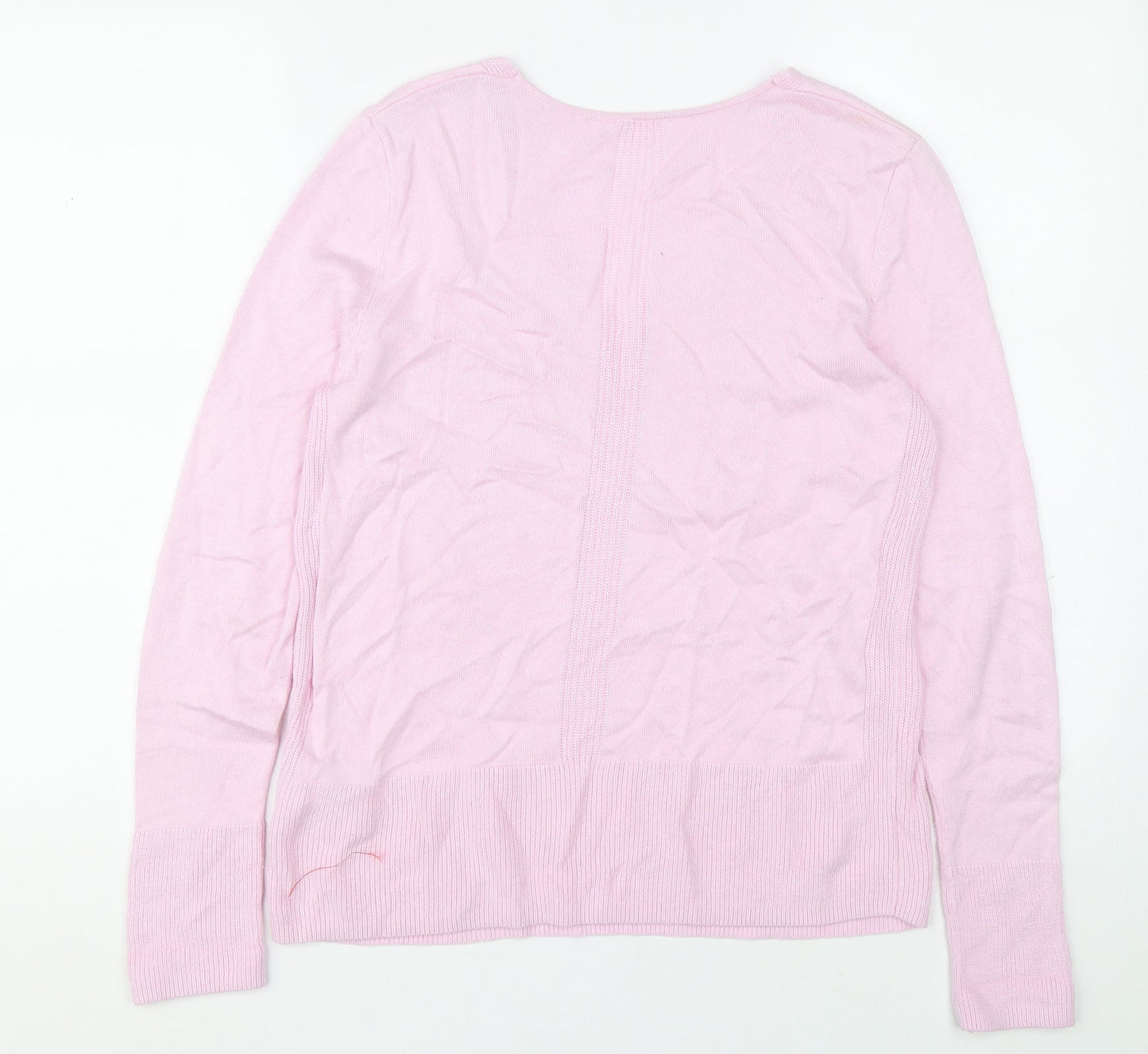 Preworn Womens Pink V-Neck Viscose Pullover Jumper Size 36