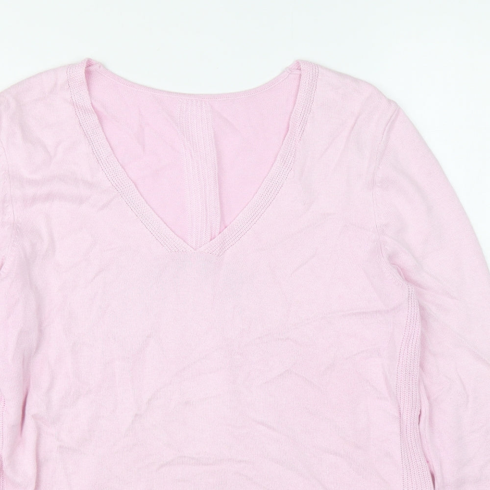 Preworn Womens Pink V-Neck Viscose Pullover Jumper Size 36