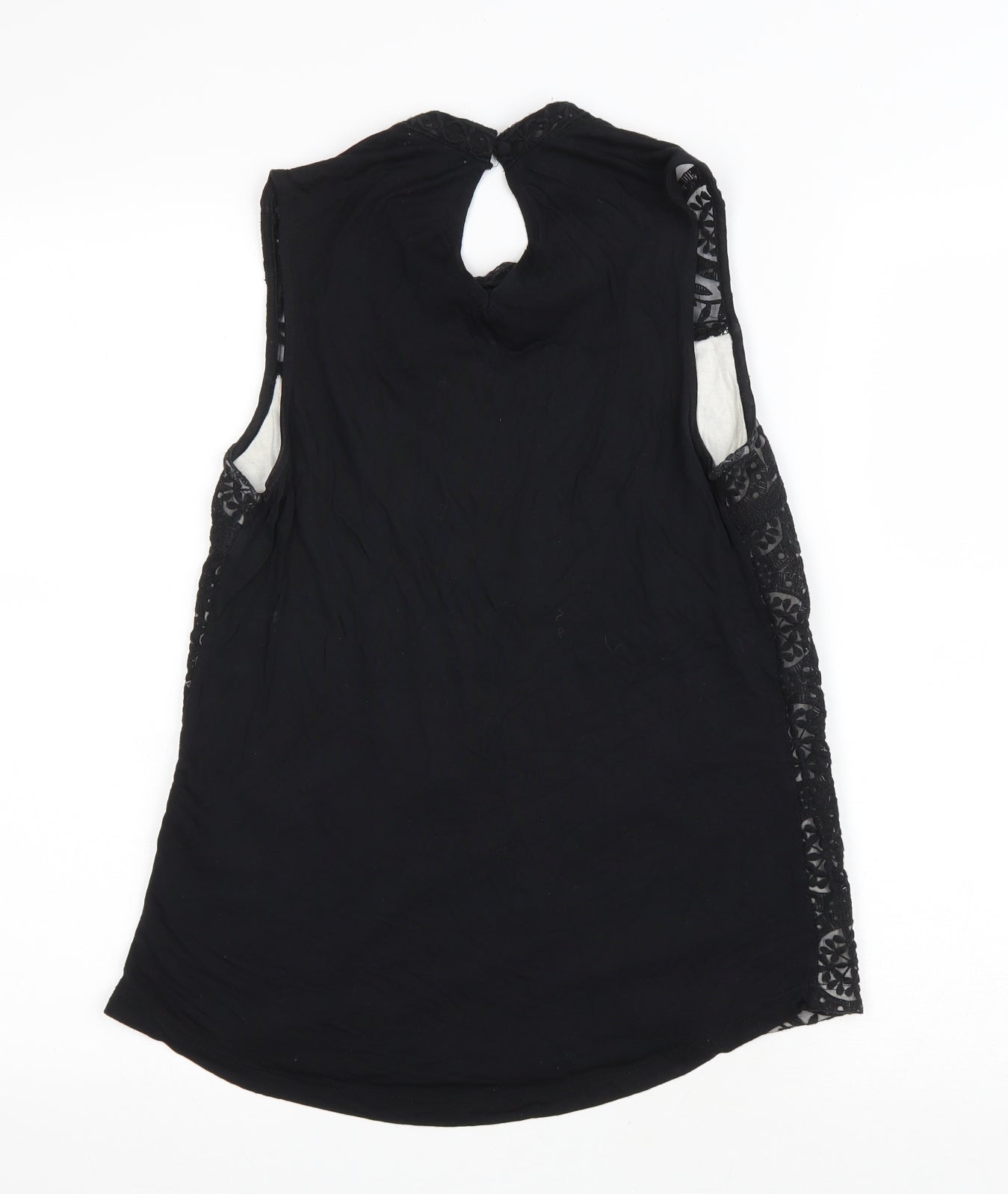 H&M Womens Black Geometric Viscose Basic Tank Size S Mock Neck