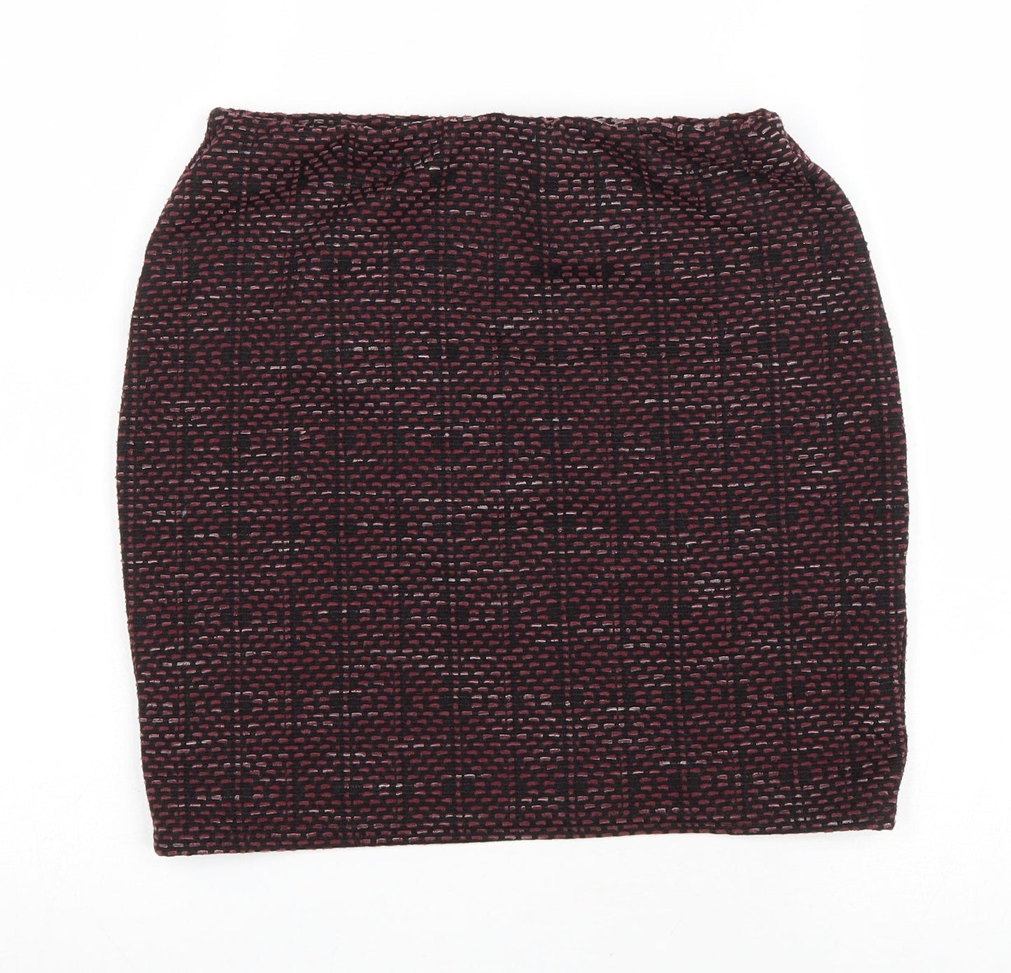 New Look Womens Purple Geometric Polyester Bandage Skirt Size 8 Drawstring