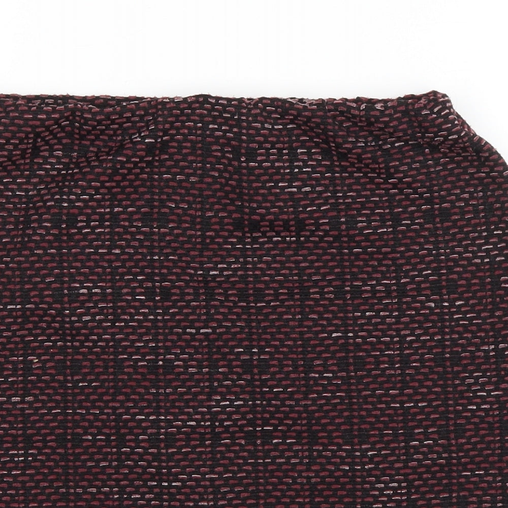 New Look Womens Purple Geometric Polyester Bandage Skirt Size 8 Drawstring