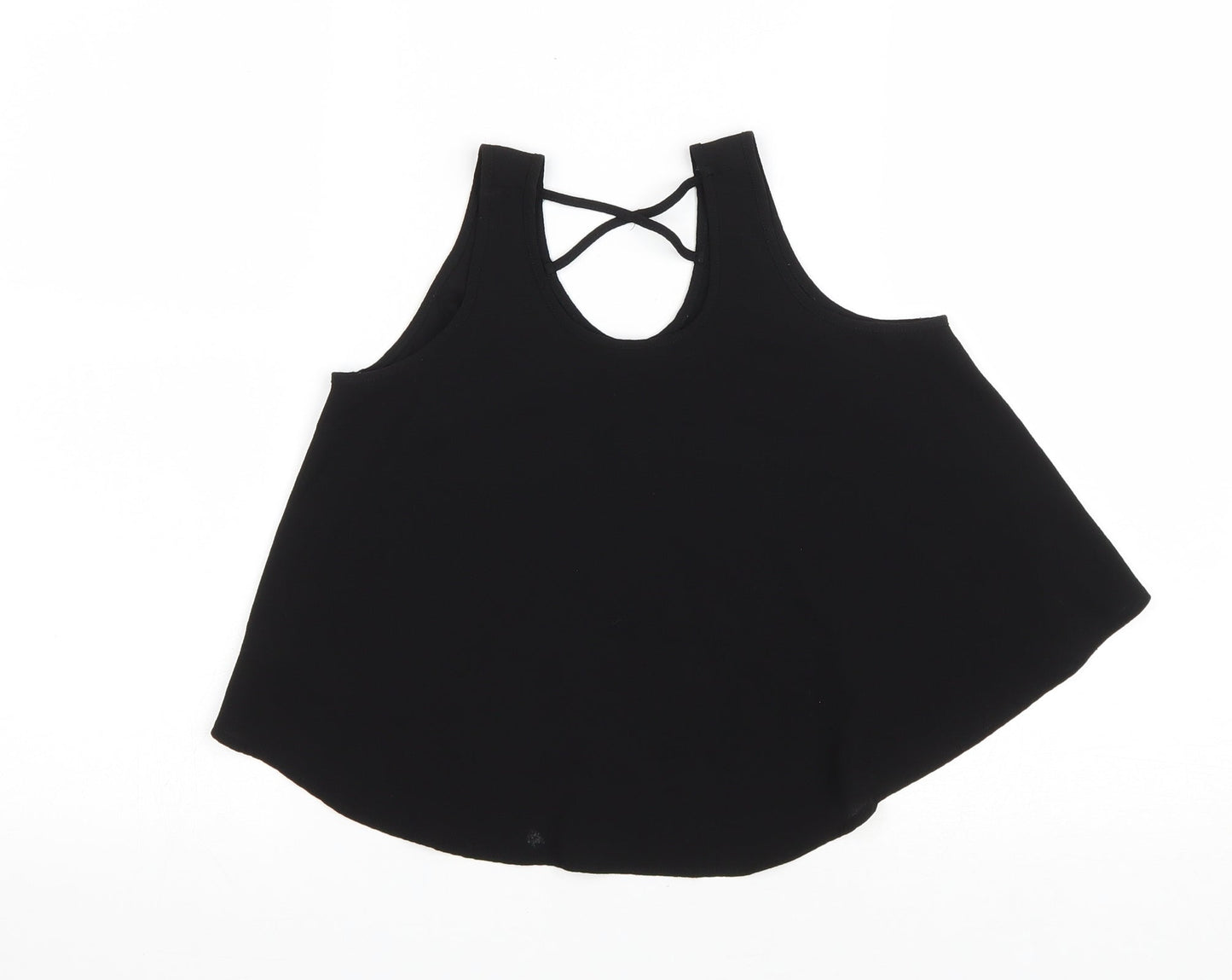 Primark Girls Black Polyester Basic Tank Size 9-10 Years Scoop Neck Pullover