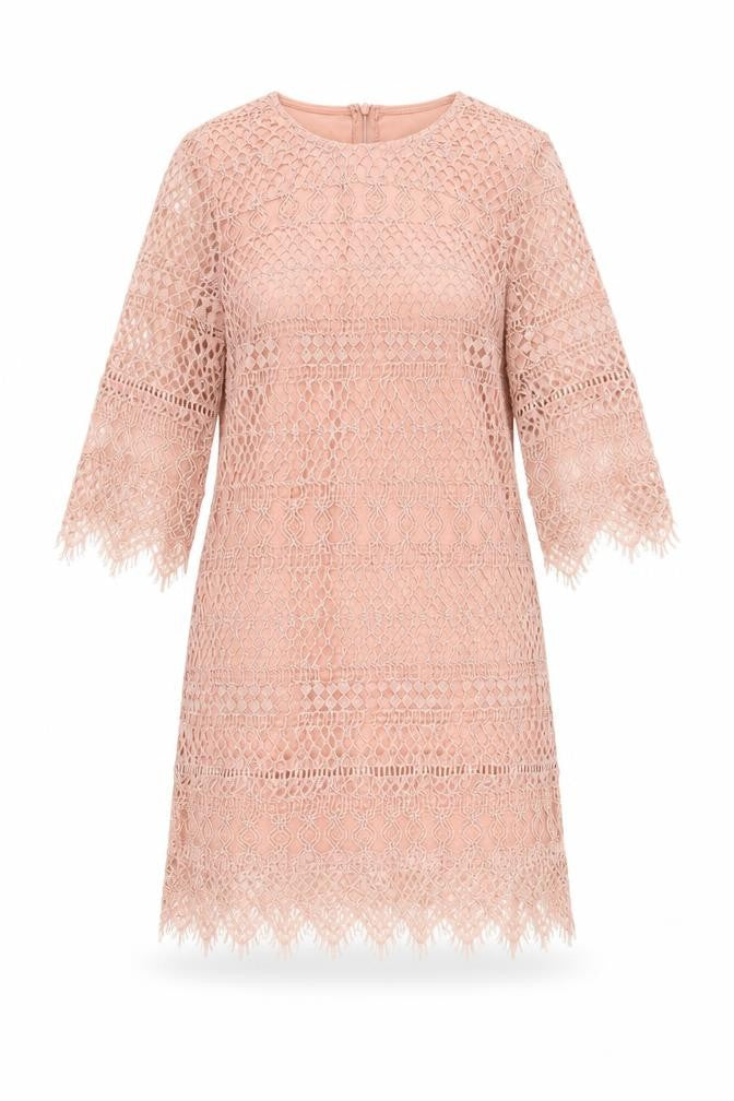 Kinds Road Womens Pink Cotton Shift Size L Round Neck Zip