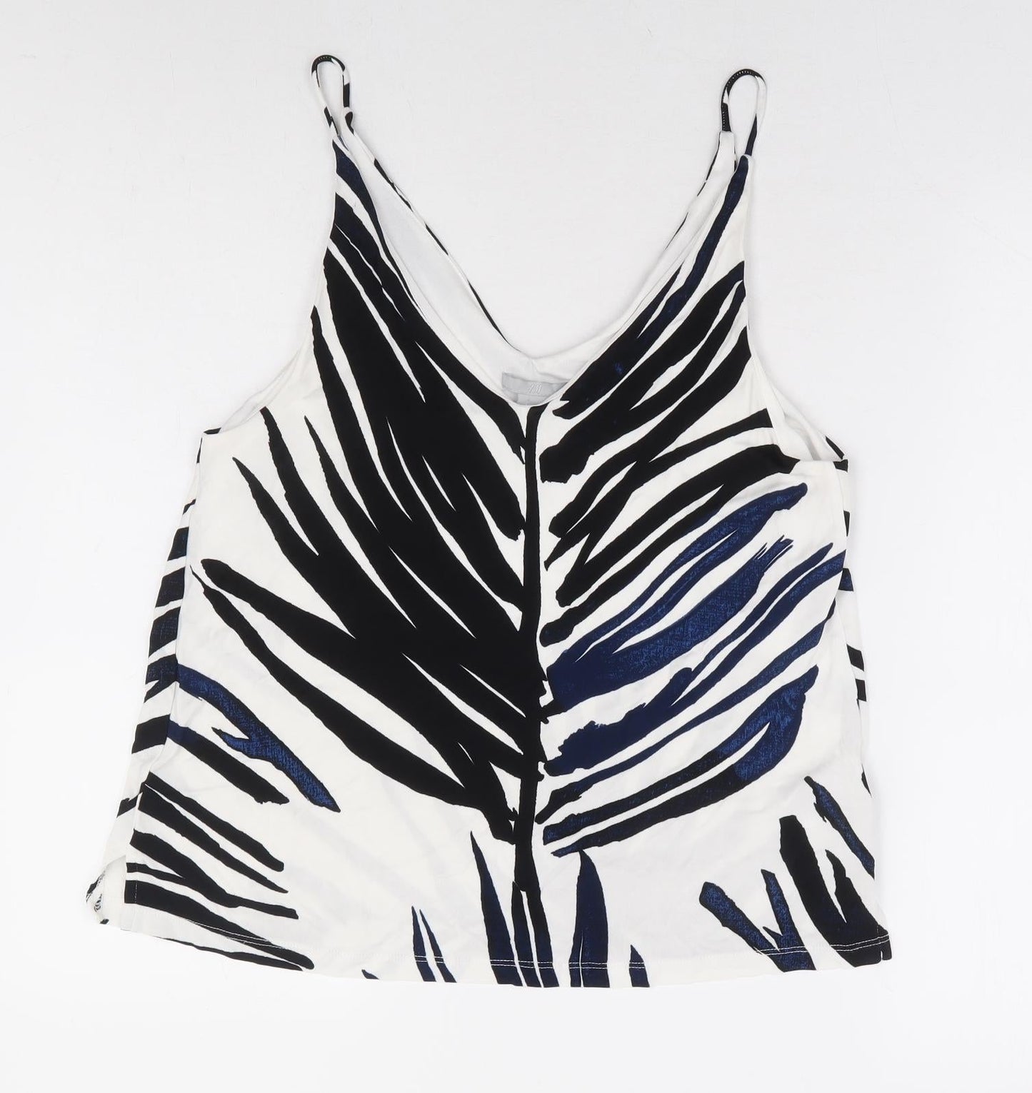 H&M Womens White Geometric Viscose Camisole Tank Size S V-Neck