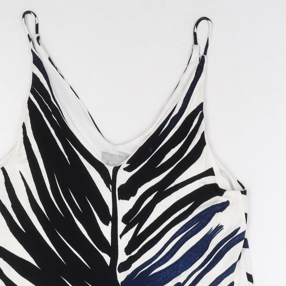 H&M Womens White Geometric Viscose Camisole Tank Size S V-Neck