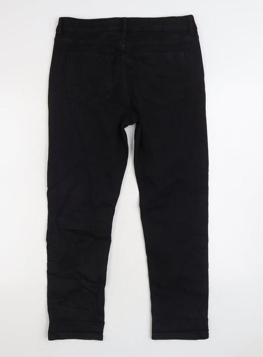 Marks and Spencer Womens Black Cotton Skinny Jeans Size 12 L26 in Regular Zip