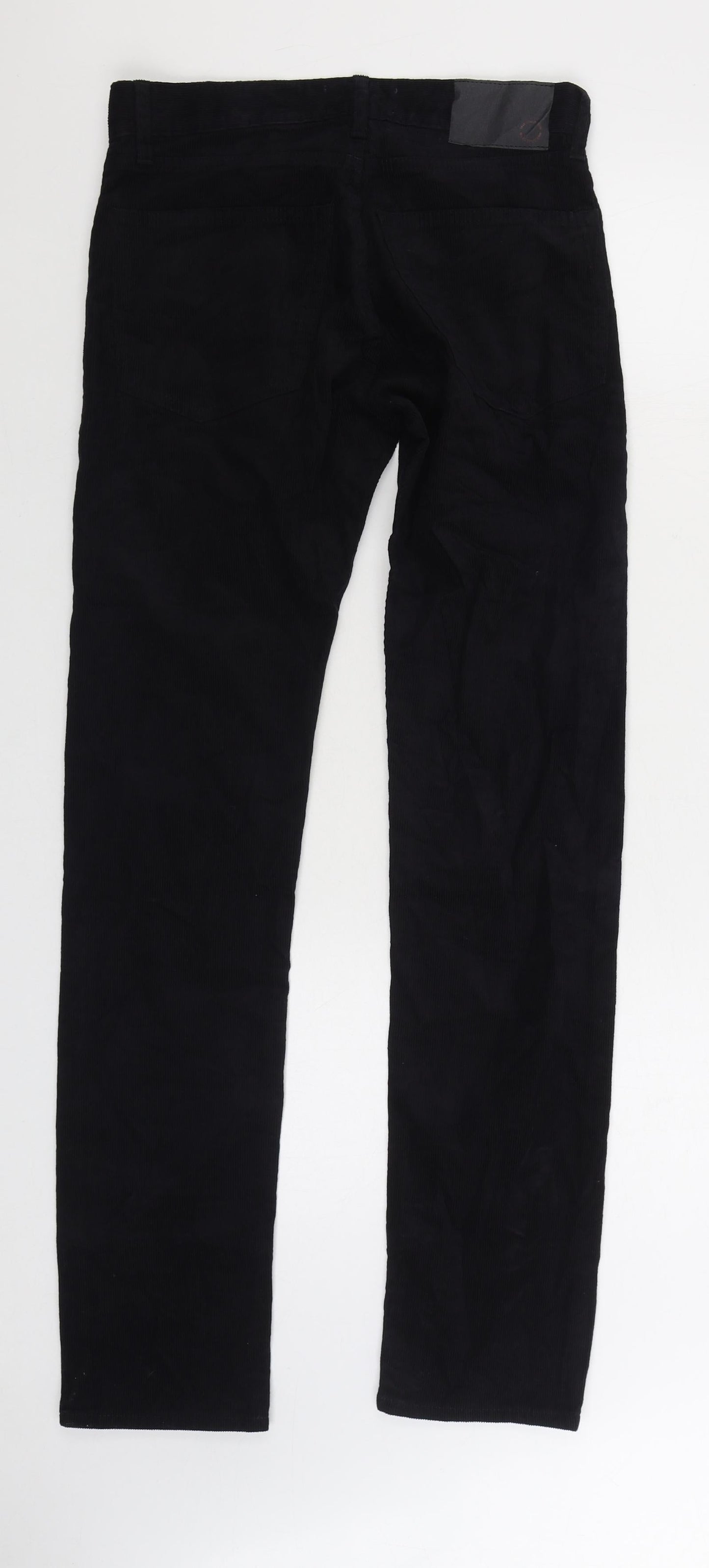 Marks and Spencer Womens Black Cotton Trousers Size 28 in L33 in Slim Zip
