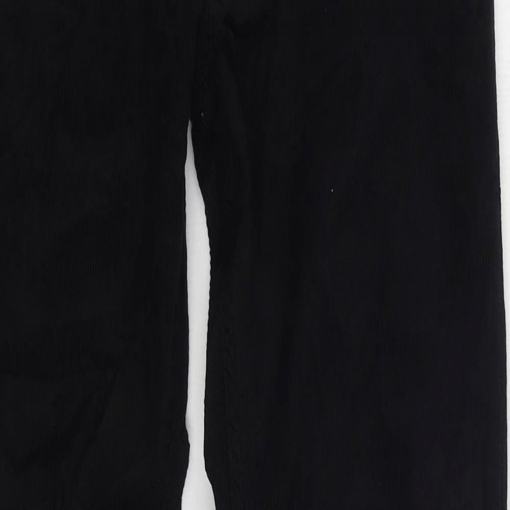 Marks and Spencer Womens Black Cotton Trousers Size 28 in L33 in Slim Zip