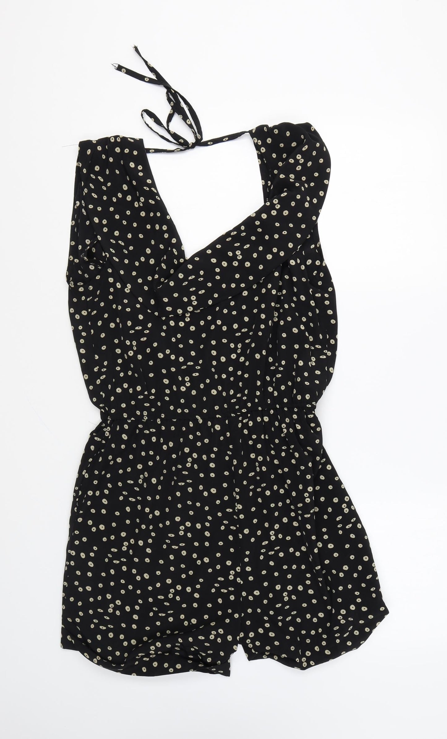 Sweewe Womens Black Geometric Polyester Playsuit One-Piece Size M Tie