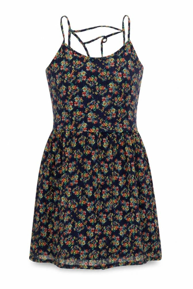 Xhilaration Womens Multicoloured Floral Polyester Skater Dress Size XL Round Neck Pullover