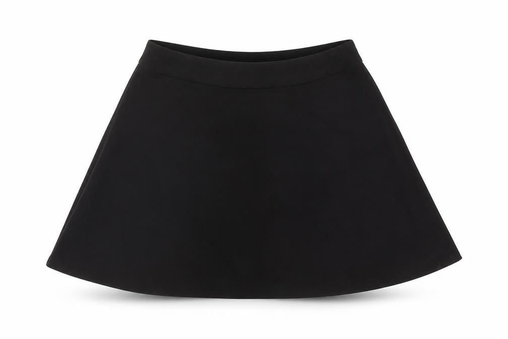 Marks and Spencer Girls Black Polyester Skater Skirt Size 6-7 Years Regular Zip