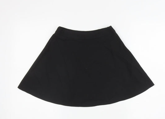 Marks and Spencer Girls Black Polyester Skater Skirt Size 6-7 Years Regular Zip