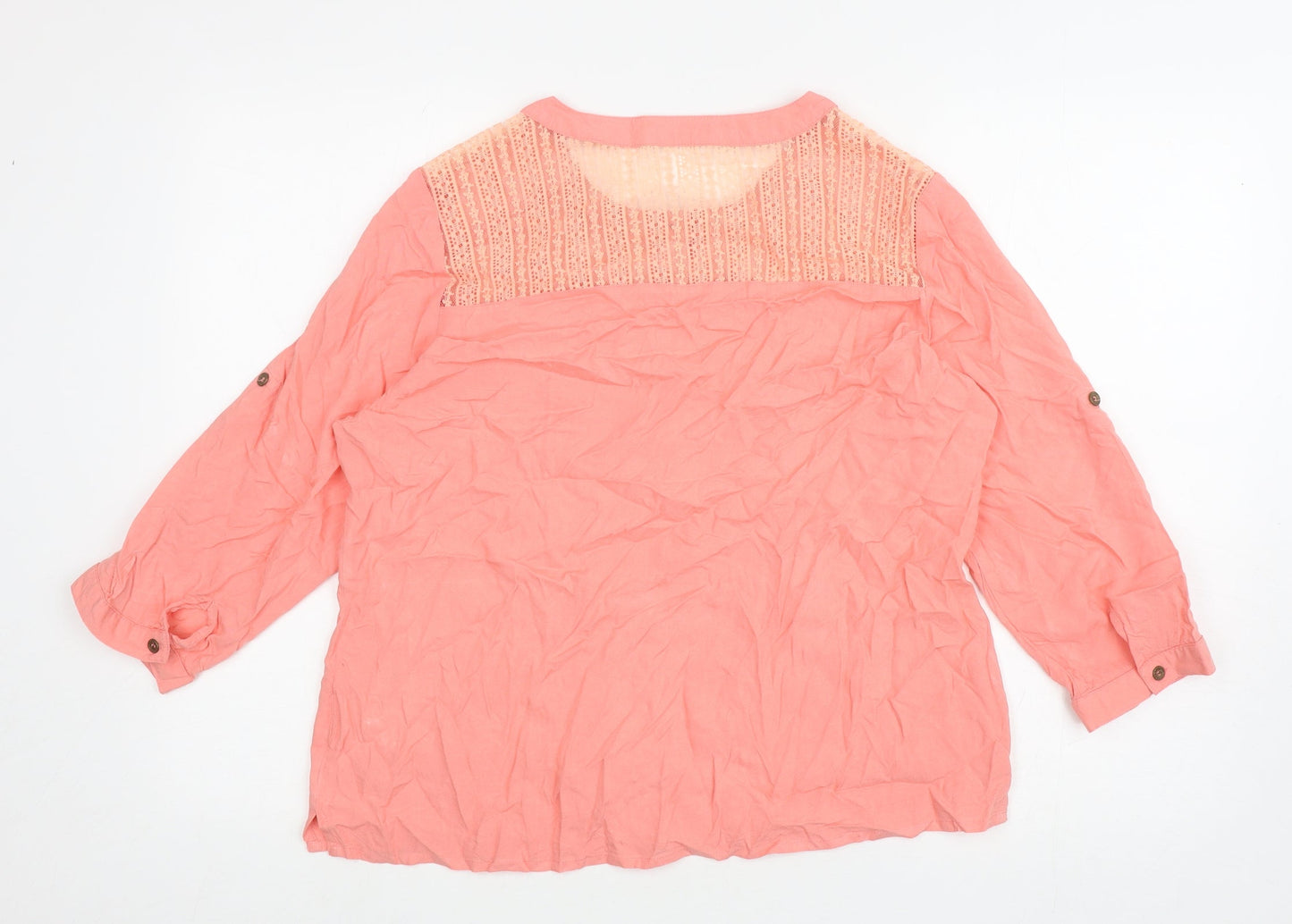 Anna Rose Womens Pink Viscose Basic Blouse Size 4 Round Neck