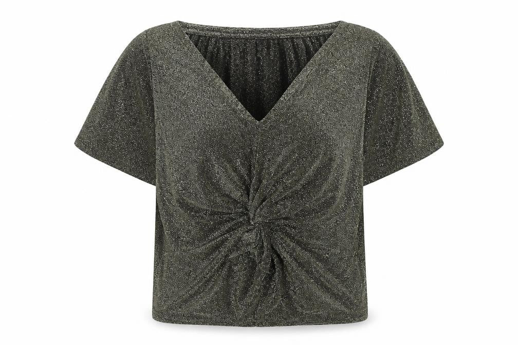 Marks and Spencer Womens Gold Polyimide Basic Blouse Size XS V-Neck