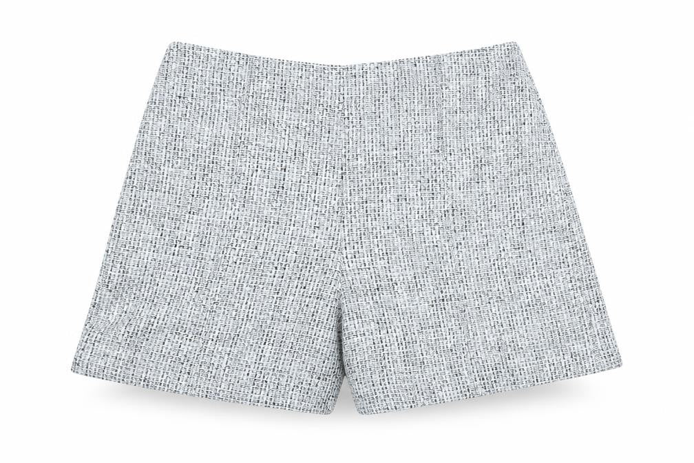 Marks and Spencer Womens Blue Houndstooth Polyester Cut-Off Shorts Size 20 Regular Zip